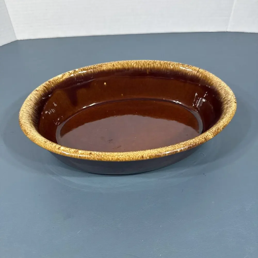 Hull Pottery Brown Drip Oval Bowl 9-3/4